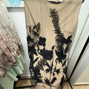 Alexander McQueen Elegant Black Floral Embroidered Silk Top